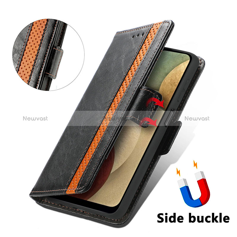Leather Case Stands Flip Cover Holder S02D for Samsung Galaxy A12 5G