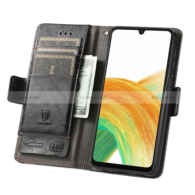 Leather Case Stands Flip Cover Holder S02D for Samsung Galaxy A13 4G