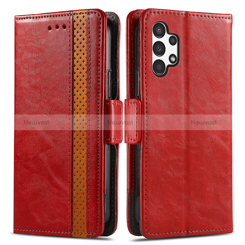 Leather Case Stands Flip Cover Holder S02D for Samsung Galaxy A13 4G Red