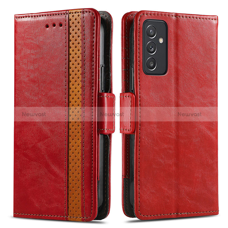 Leather Case Stands Flip Cover Holder S02D for Samsung Galaxy A15 4G Red