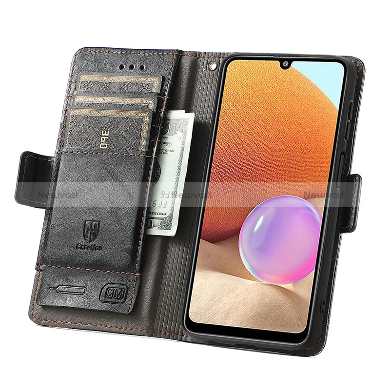 Leather Case Stands Flip Cover Holder S02D for Samsung Galaxy A32 5G
