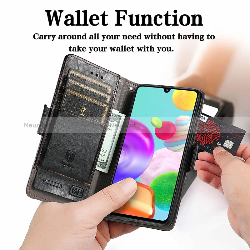 Leather Case Stands Flip Cover Holder S02D for Samsung Galaxy A41