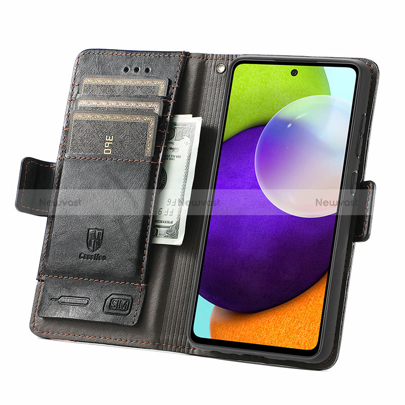 Leather Case Stands Flip Cover Holder S02D for Samsung Galaxy A52s 5G