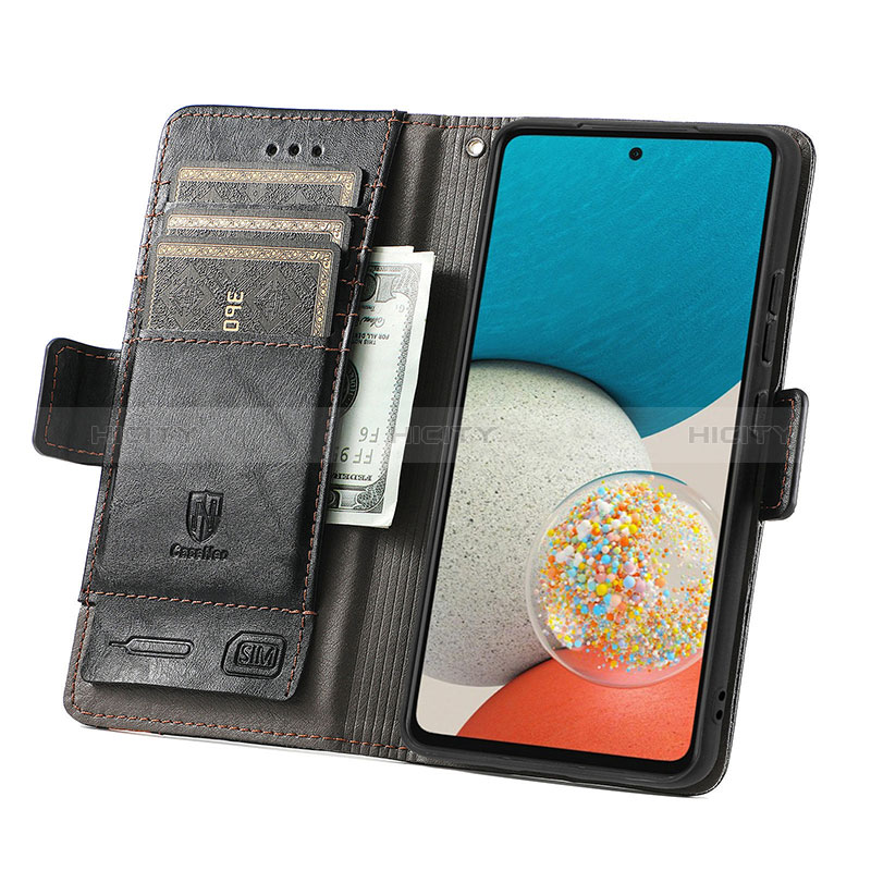 Leather Case Stands Flip Cover Holder S02D for Samsung Galaxy A53 5G