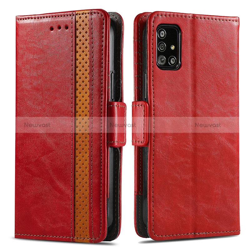 Leather Case Stands Flip Cover Holder S02D for Samsung Galaxy A71 5G Red