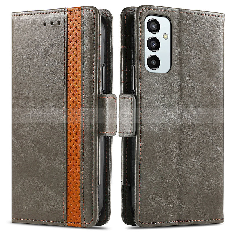 Leather Case Stands Flip Cover Holder S02D for Samsung Galaxy F23 5G Gray