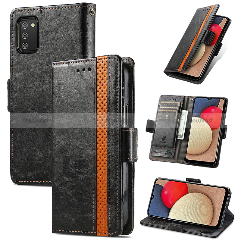 Leather Case Stands Flip Cover Holder S02D for Samsung Galaxy M02s