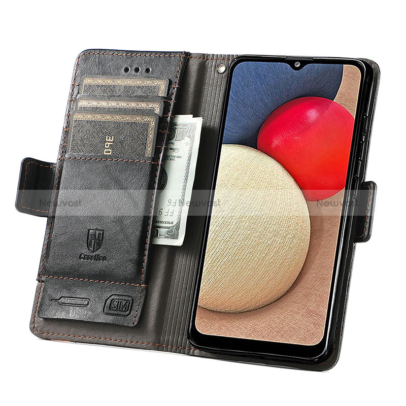 Leather Case Stands Flip Cover Holder S02D for Samsung Galaxy M02s