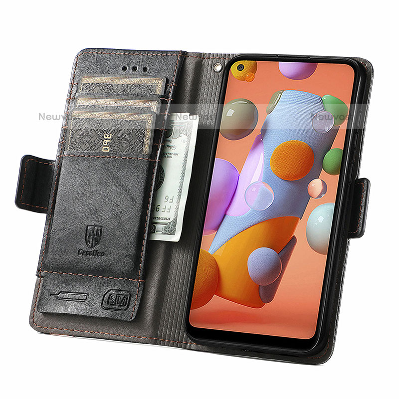 Leather Case Stands Flip Cover Holder S02D for Samsung Galaxy M11