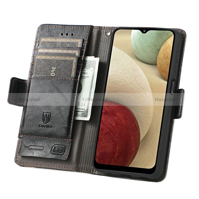 Leather Case Stands Flip Cover Holder S02D for Samsung Galaxy M12