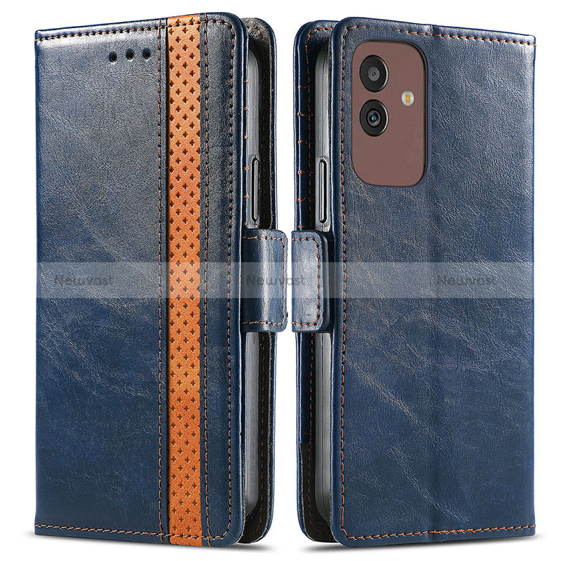 Leather Case Stands Flip Cover Holder S02D for Samsung Galaxy M13 5G Blue