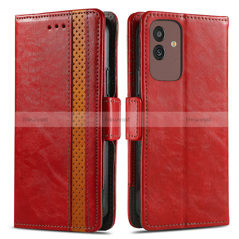 Leather Case Stands Flip Cover Holder S02D for Samsung Galaxy M13 5G Red