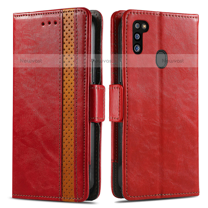 Leather Case Stands Flip Cover Holder S02D for Samsung Galaxy M30s Red