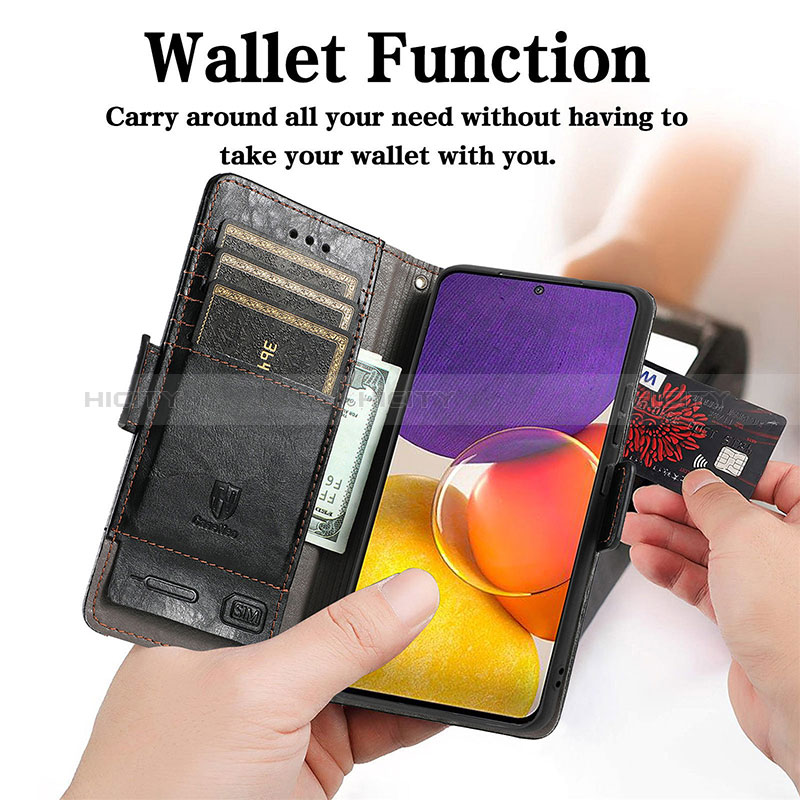 Leather Case Stands Flip Cover Holder S02D for Samsung Galaxy M34 5G