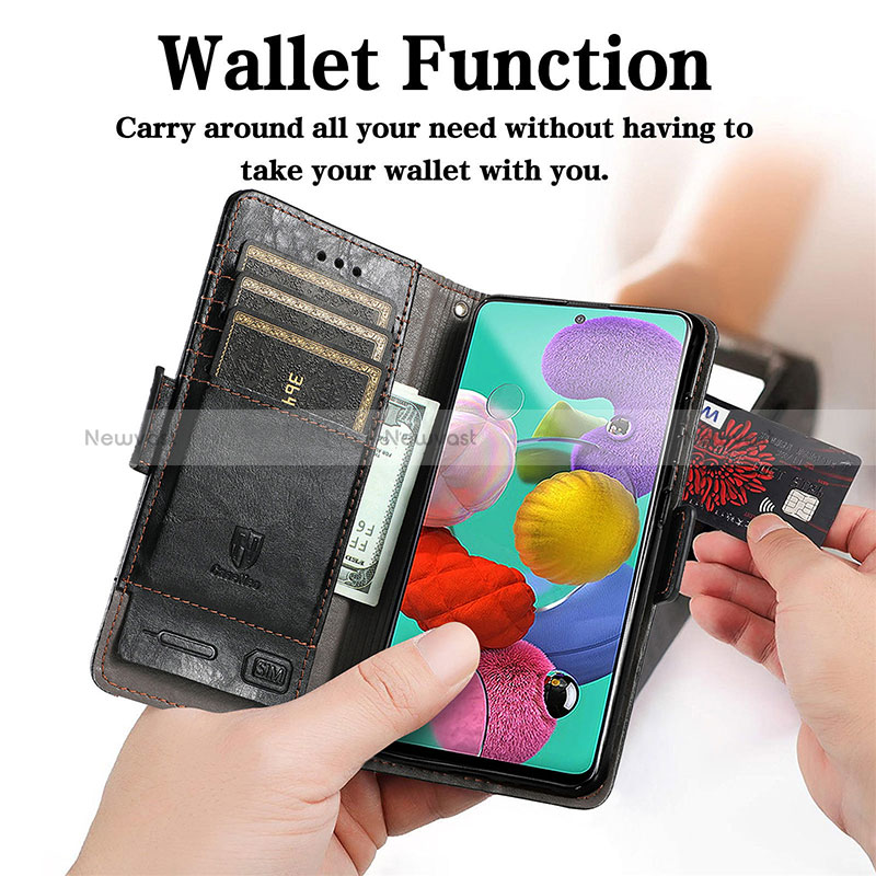 Leather Case Stands Flip Cover Holder S02D for Samsung Galaxy M40S