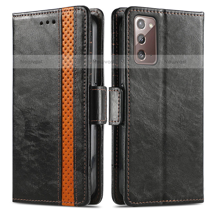 Leather Case Stands Flip Cover Holder S02D for Samsung Galaxy Note 20 5G