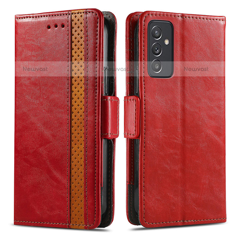 Leather Case Stands Flip Cover Holder S02D for Samsung Galaxy Quantum2 5G Red