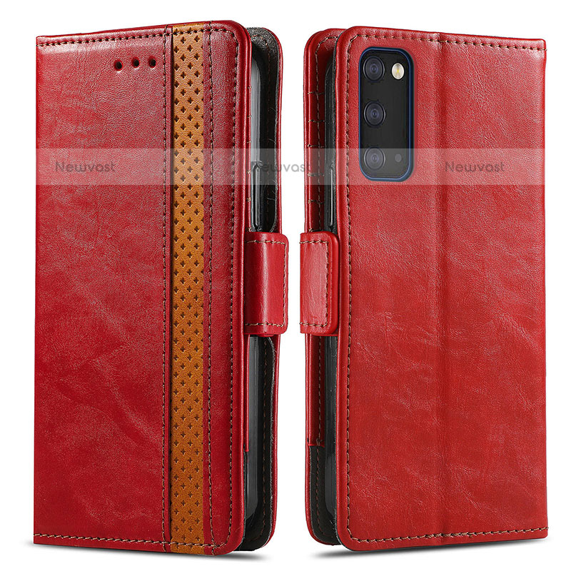 Leather Case Stands Flip Cover Holder S02D for Samsung Galaxy S20 5G Red