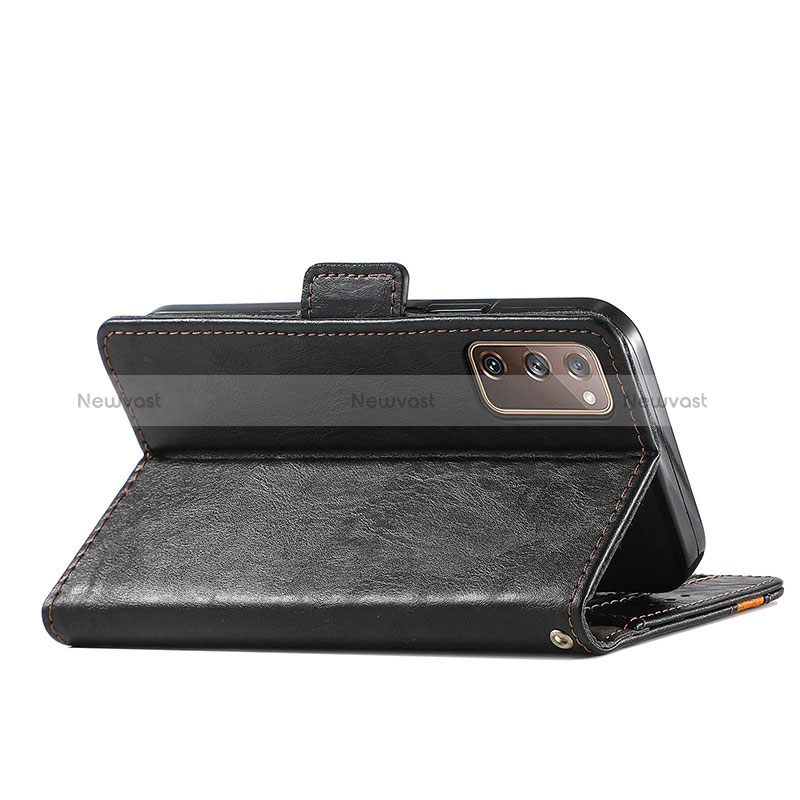 Leather Case Stands Flip Cover Holder S02D for Samsung Galaxy S20 FE 4G