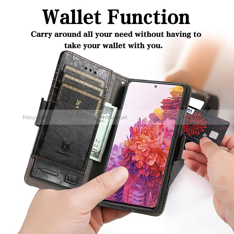 Leather Case Stands Flip Cover Holder S02D for Samsung Galaxy S20 FE 4G