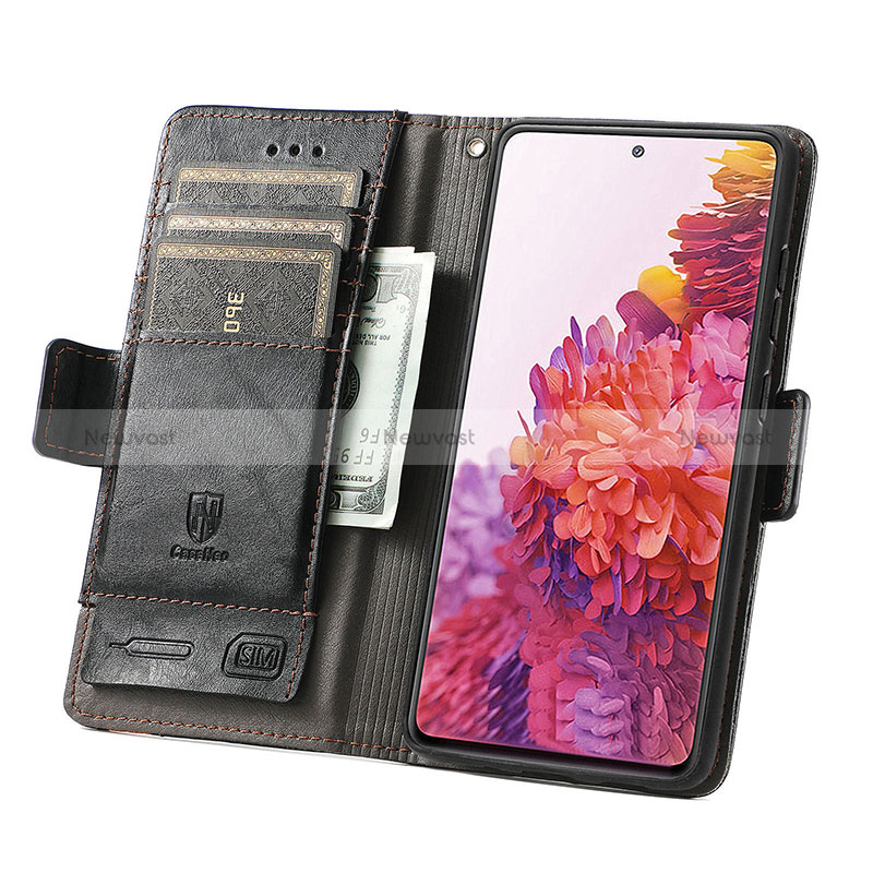 Leather Case Stands Flip Cover Holder S02D for Samsung Galaxy S20 FE 4G