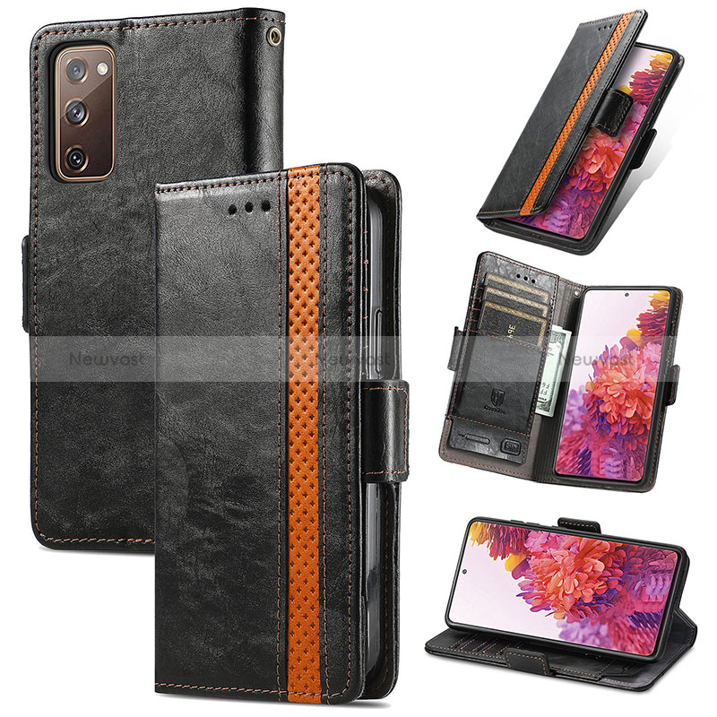 Leather Case Stands Flip Cover Holder S02D for Samsung Galaxy S20 Lite 5G