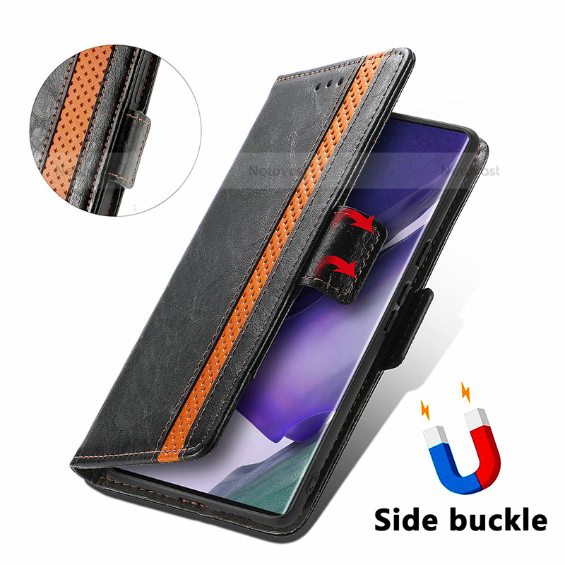 Leather Case Stands Flip Cover Holder S02D for Samsung Galaxy S21 Ultra 5G