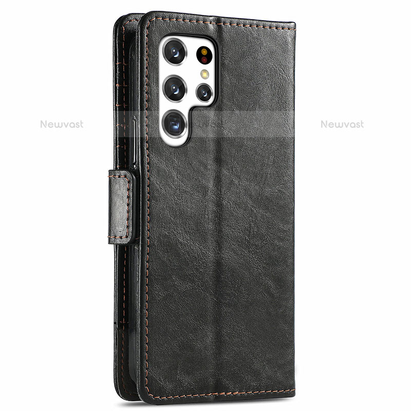 Leather Case Stands Flip Cover Holder S02D for Samsung Galaxy S22 Ultra 5G