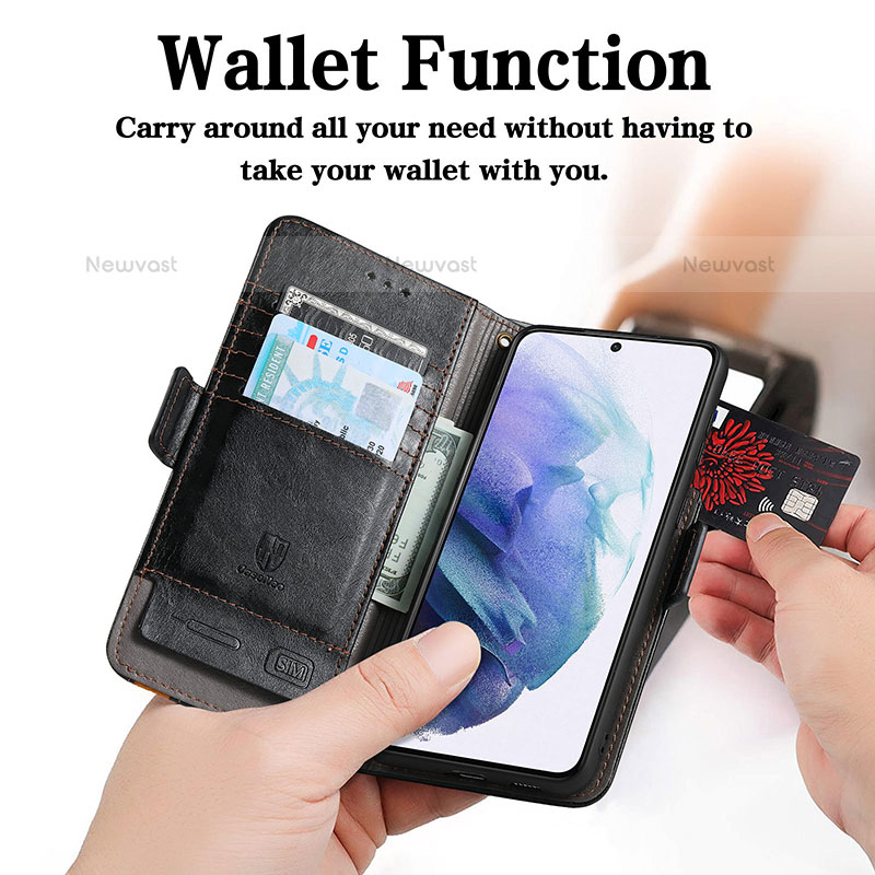 Leather Case Stands Flip Cover Holder S02D for Samsung Galaxy S23 Plus 5G