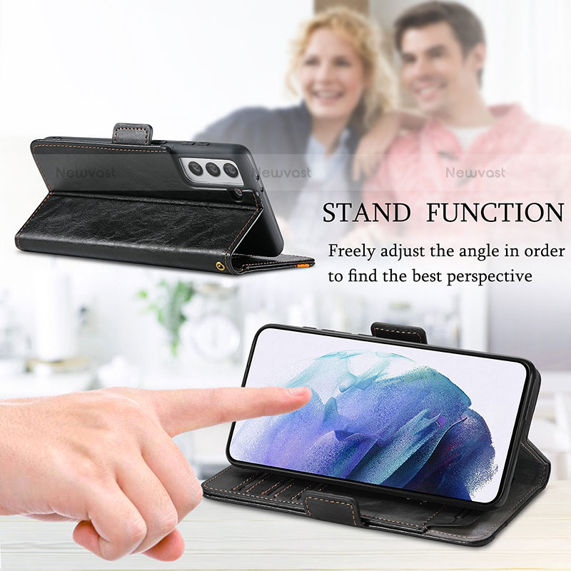 Leather Case Stands Flip Cover Holder S02D for Samsung Galaxy S23 Plus 5G