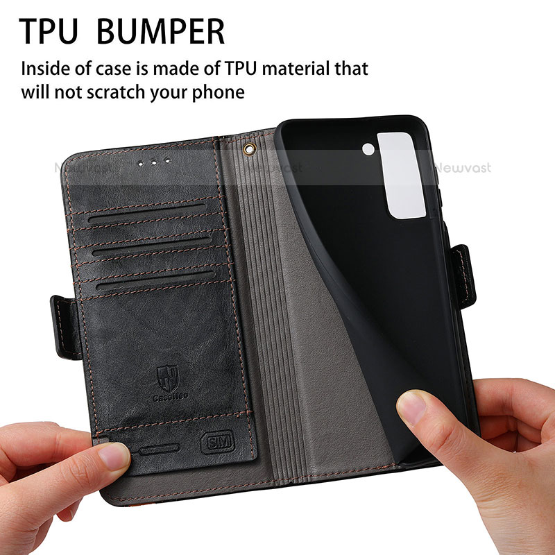 Leather Case Stands Flip Cover Holder S02D for Samsung Galaxy S23 Plus 5G