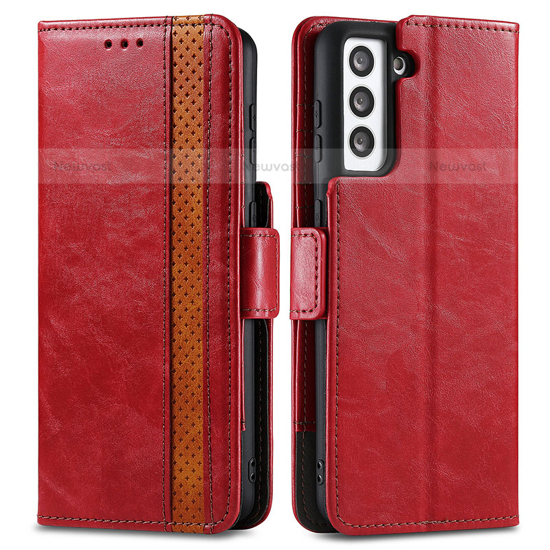 Leather Case Stands Flip Cover Holder S02D for Samsung Galaxy S23 Plus 5G Red