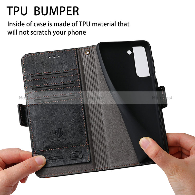 Leather Case Stands Flip Cover Holder S02D for Samsung Galaxy S24 5G