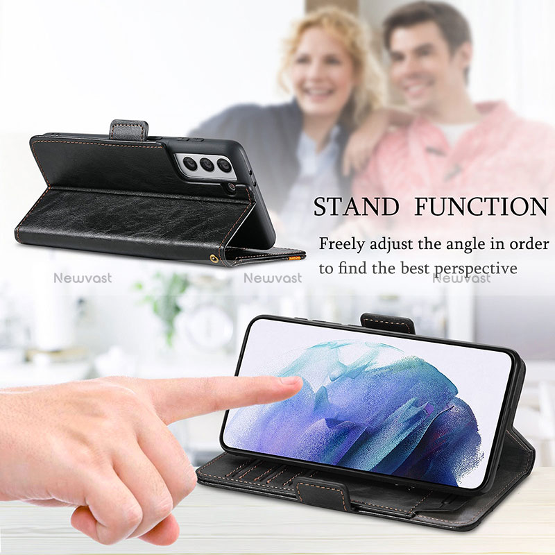 Leather Case Stands Flip Cover Holder S02D for Samsung Galaxy S24 Plus 5G