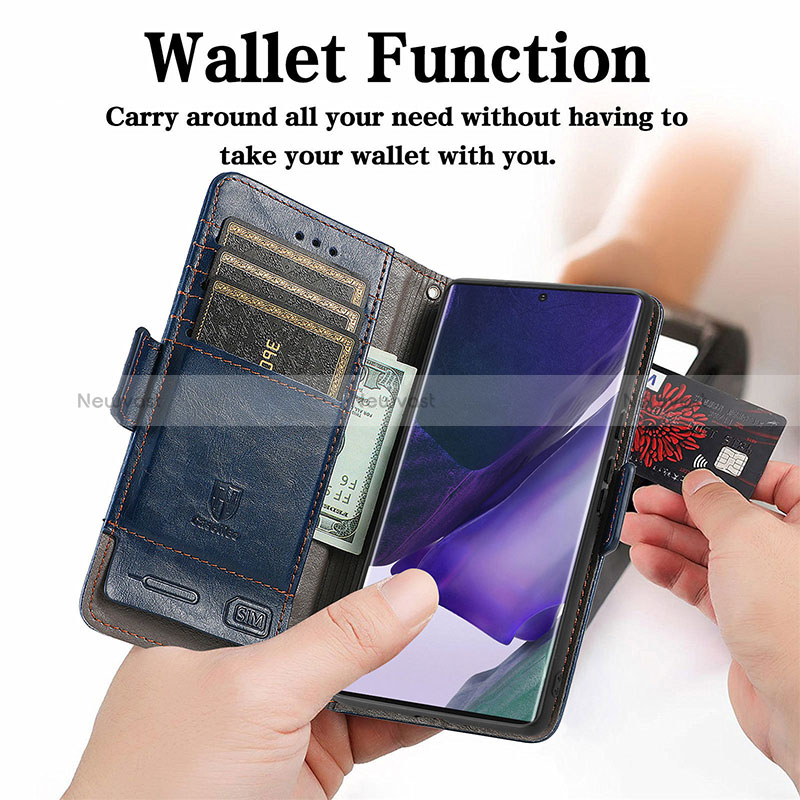 Leather Case Stands Flip Cover Holder S02D for Samsung Galaxy S24 Ultra 5G