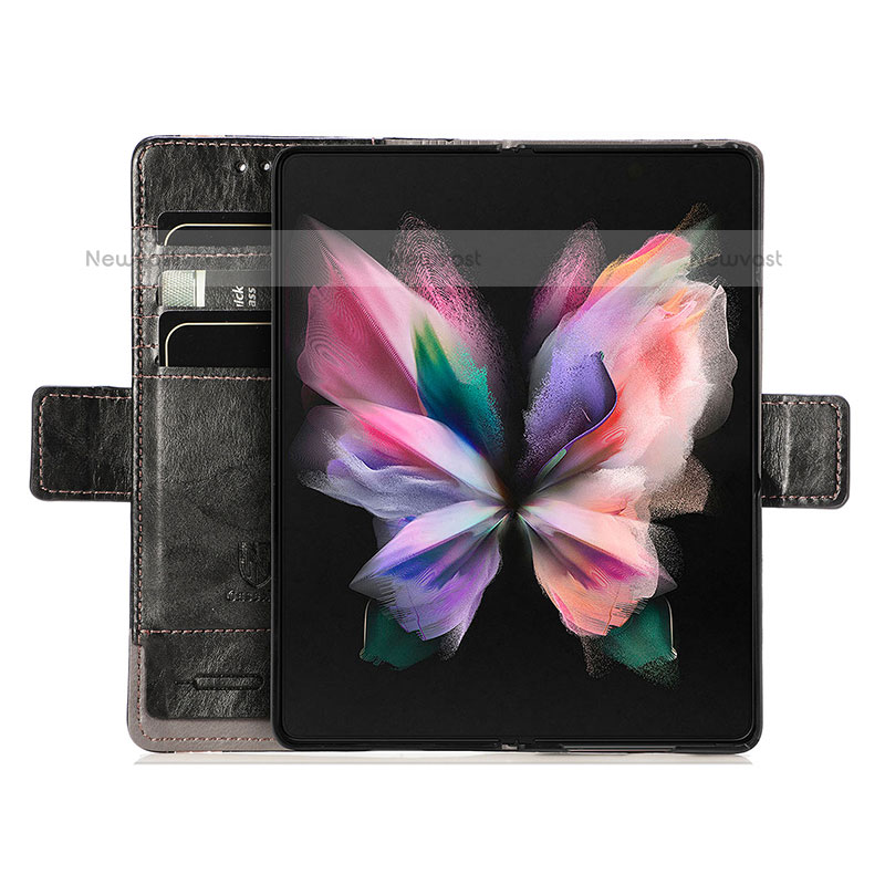 Leather Case Stands Flip Cover Holder S02D for Samsung Galaxy Z Fold3 5G