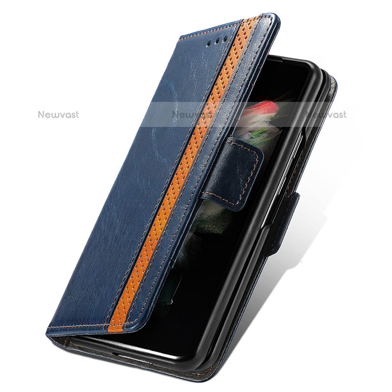 Leather Case Stands Flip Cover Holder S02D for Samsung Galaxy Z Fold3 5G