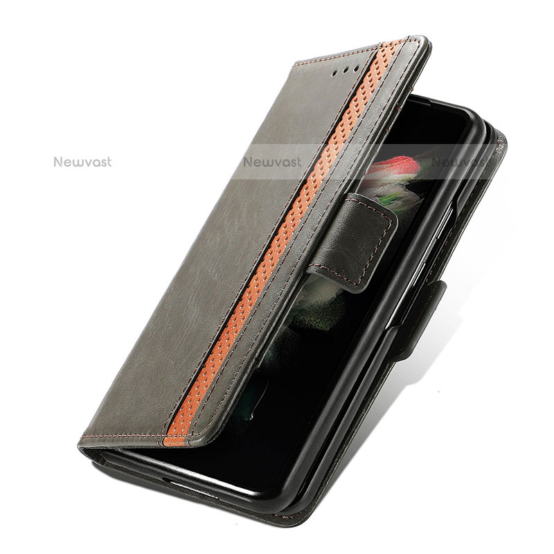 Leather Case Stands Flip Cover Holder S02D for Samsung Galaxy Z Fold3 5G