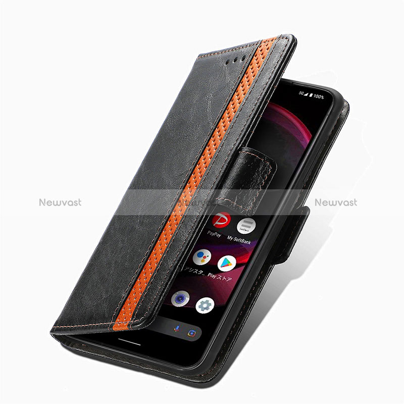 Leather Case Stands Flip Cover Holder S02D for Sharp Aquos R8 Pro