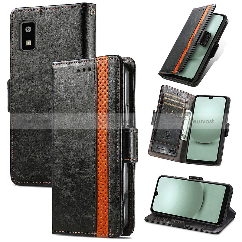 Leather Case Stands Flip Cover Holder S02D for Sharp Aquos wish3