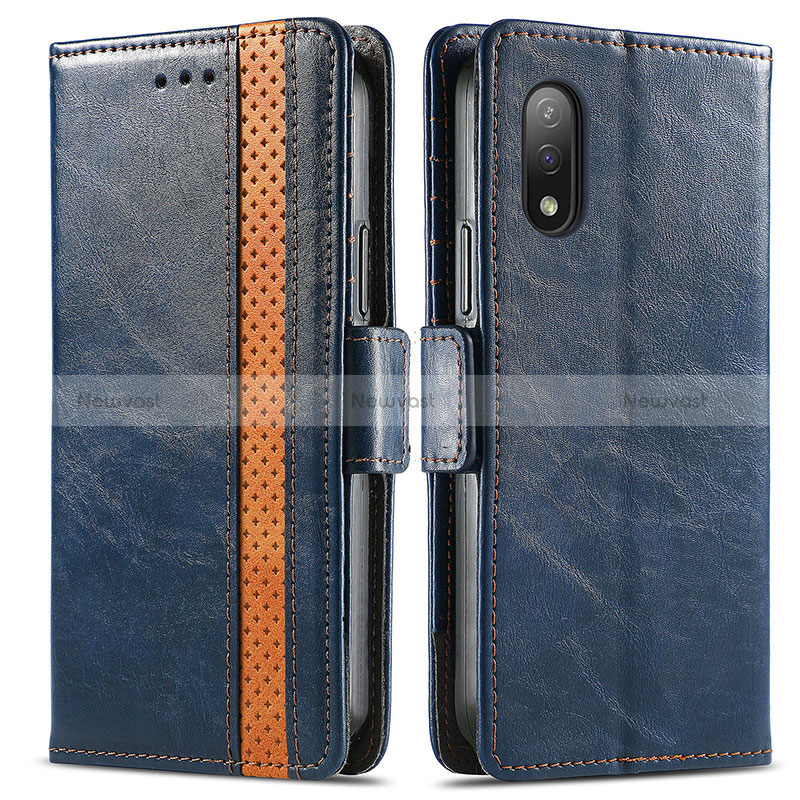 Leather Case Stands Flip Cover Holder S02D for Sony Xperia Ace II Blue