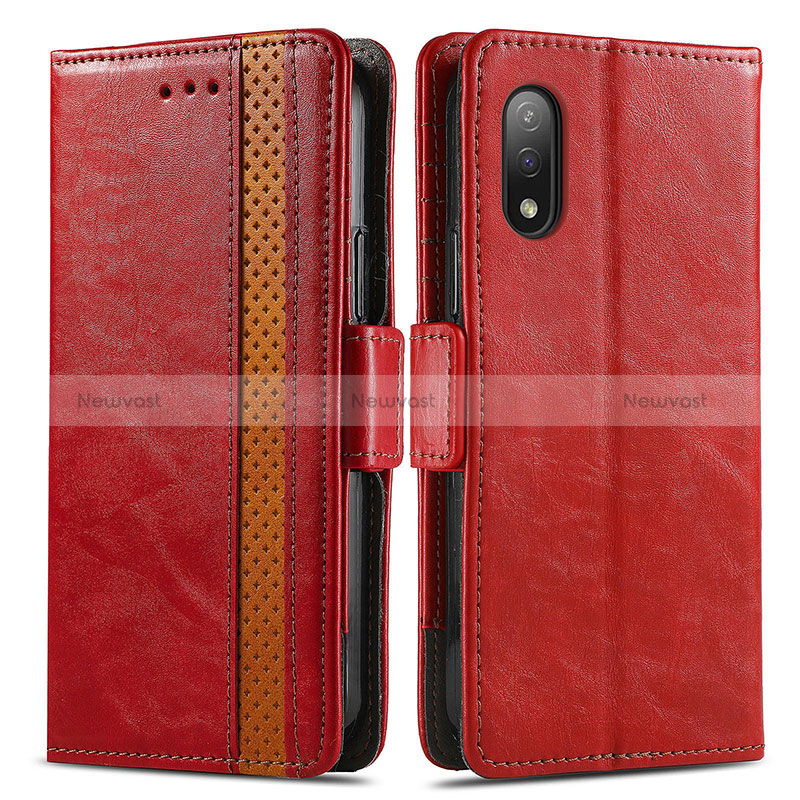 Leather Case Stands Flip Cover Holder S02D for Sony Xperia Ace II Red