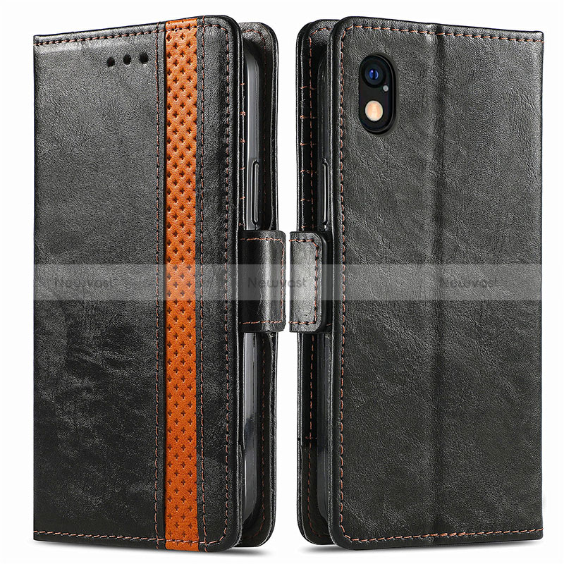 Leather Case Stands Flip Cover Holder S02D for Sony Xperia Ace III Black