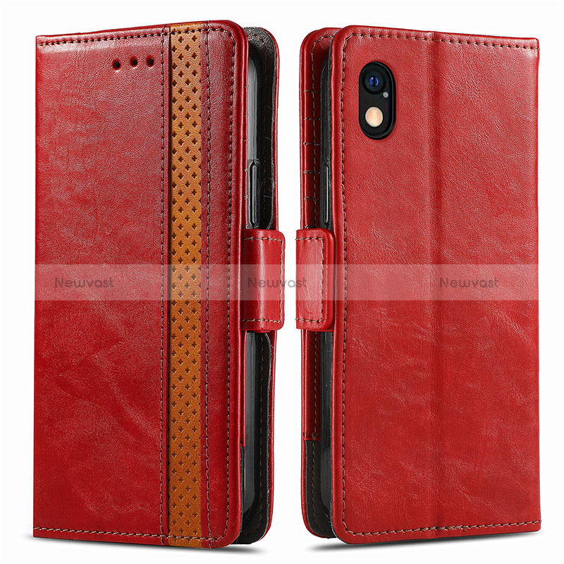 Leather Case Stands Flip Cover Holder S02D for Sony Xperia Ace III SO-53C Red