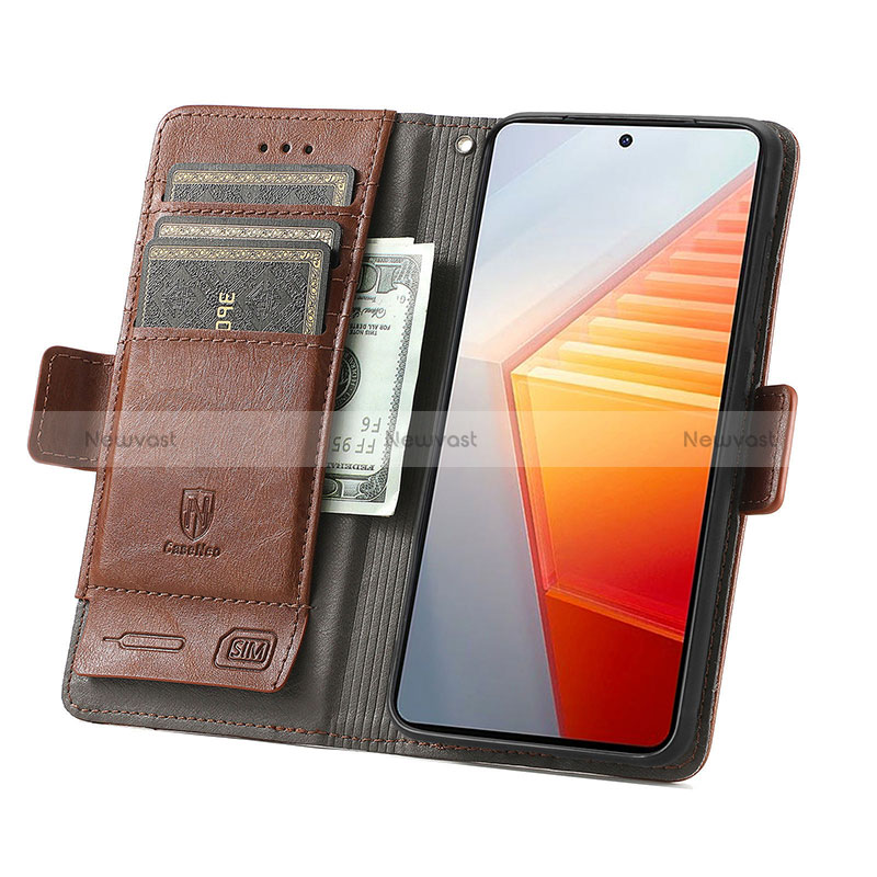 Leather Case Stands Flip Cover Holder S02D for Vivo iQOO 9T 5G