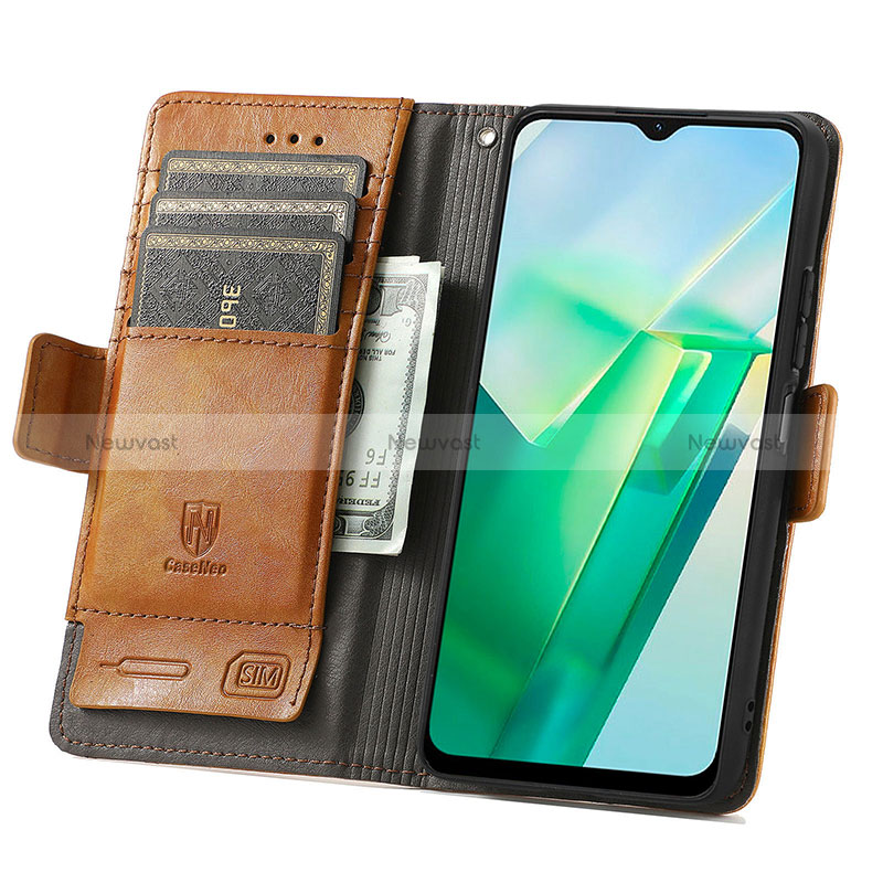 Leather Case Stands Flip Cover Holder S02D for Vivo iQOO Z6x