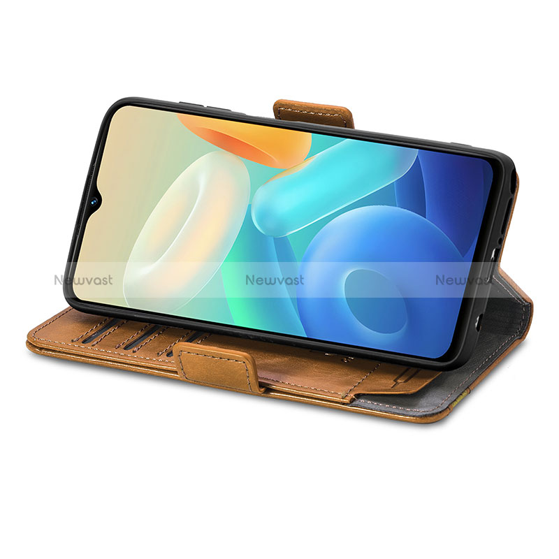 Leather Case Stands Flip Cover Holder S02D for Vivo T1 5G India