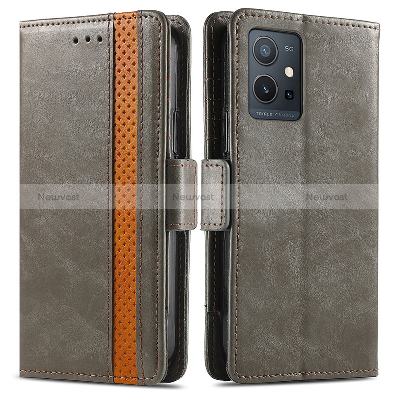 Leather Case Stands Flip Cover Holder S02D for Vivo T1 5G India