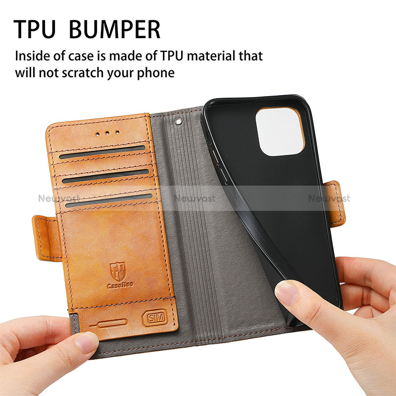 Leather Case Stands Flip Cover Holder S02D for Vivo V21 5G