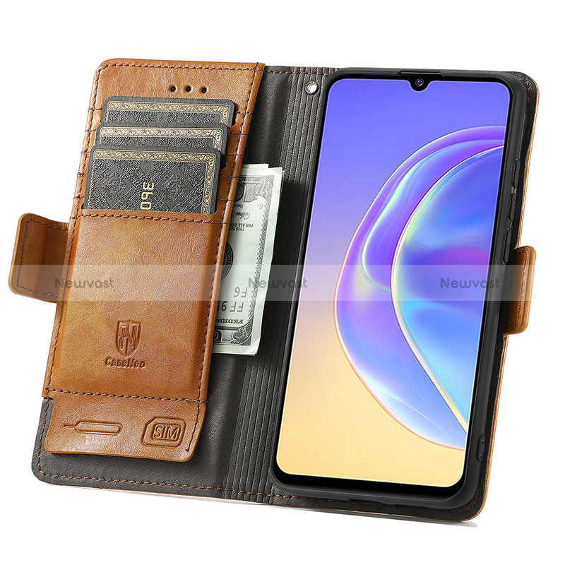 Leather Case Stands Flip Cover Holder S02D for Vivo V21e 5G